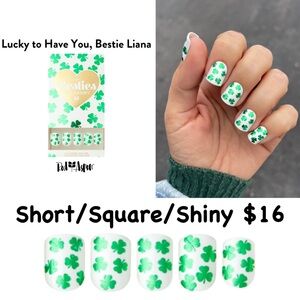 Red Aspen Lucky to Have You Press-On Nails - Green Clover Design